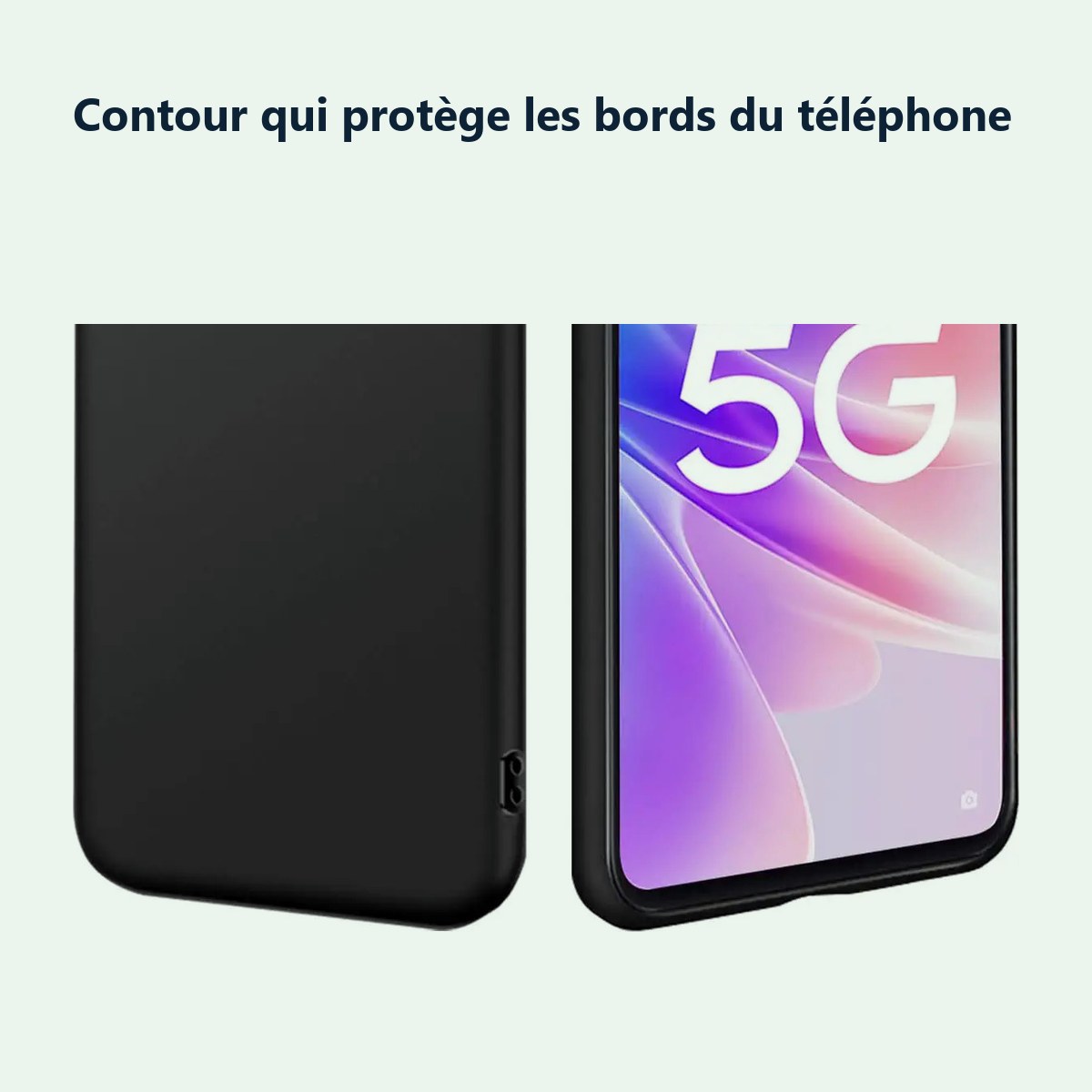 Contour qui protège les bords – Coque Silicone Couleur Noire Pour Oppo A77 5G / A57 5G