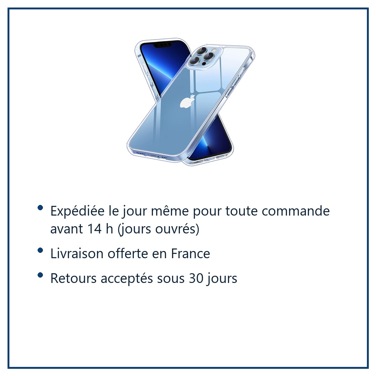 Expédition le jour même, livraison offerte, retours sous 30 jours – Coque Transparente pour iPhone 13 Pro (6,1 pouces)