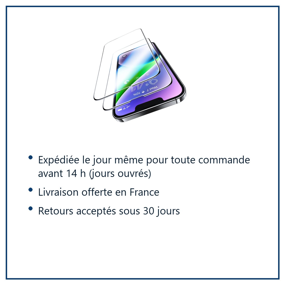 Expédition le jour même, livraison offerte, retours sous 30 jours – Verre Trempé pour iPhone 13 (6,1 pouces) [Pack 2] Film Vi