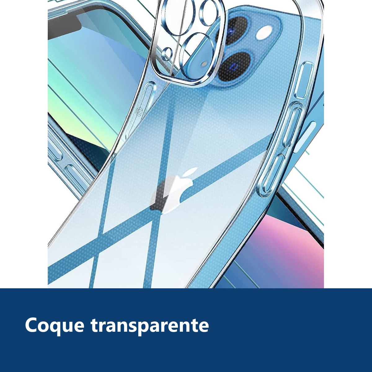 Vue de détail – Coque Transparente pour iPhone 13 Mini (5,4 pouces) et 2 Verres Trempé Film Protection Ecran