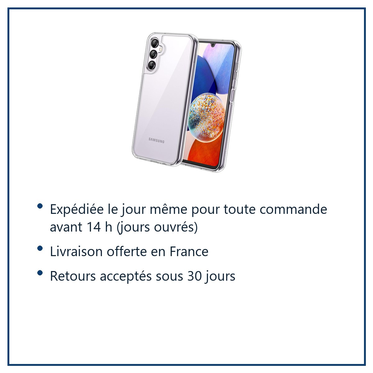 Expédition le jour même, livraison offerte, retours sous 30 jours – Coque Transparente pour Samsung Galaxy A14 4G/5G (6,6 pou