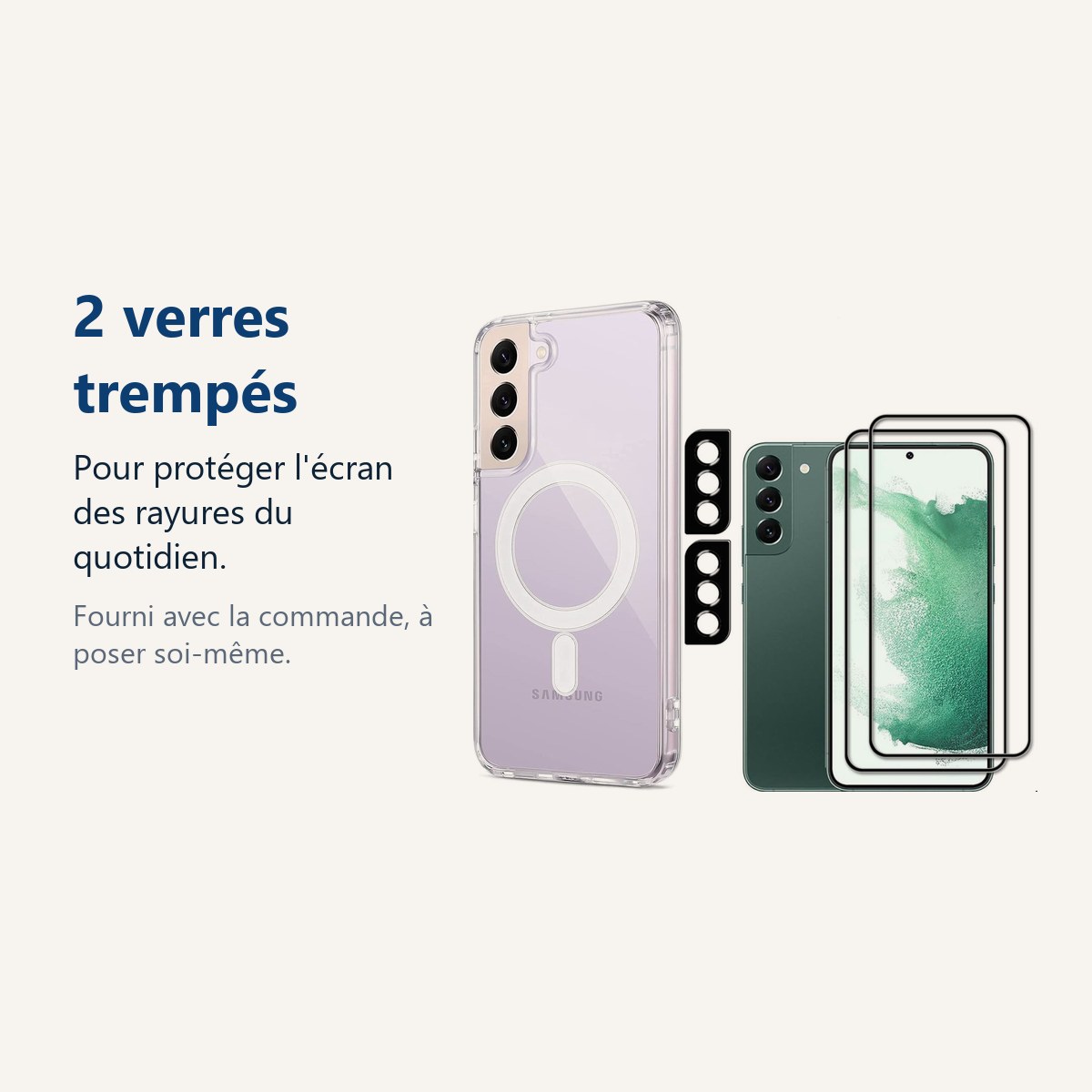 Verre trempé pour protéger lécran – Coque Silicone Transparente Compatible Magsafe + Verres Trempés et Protections Caméra Ar