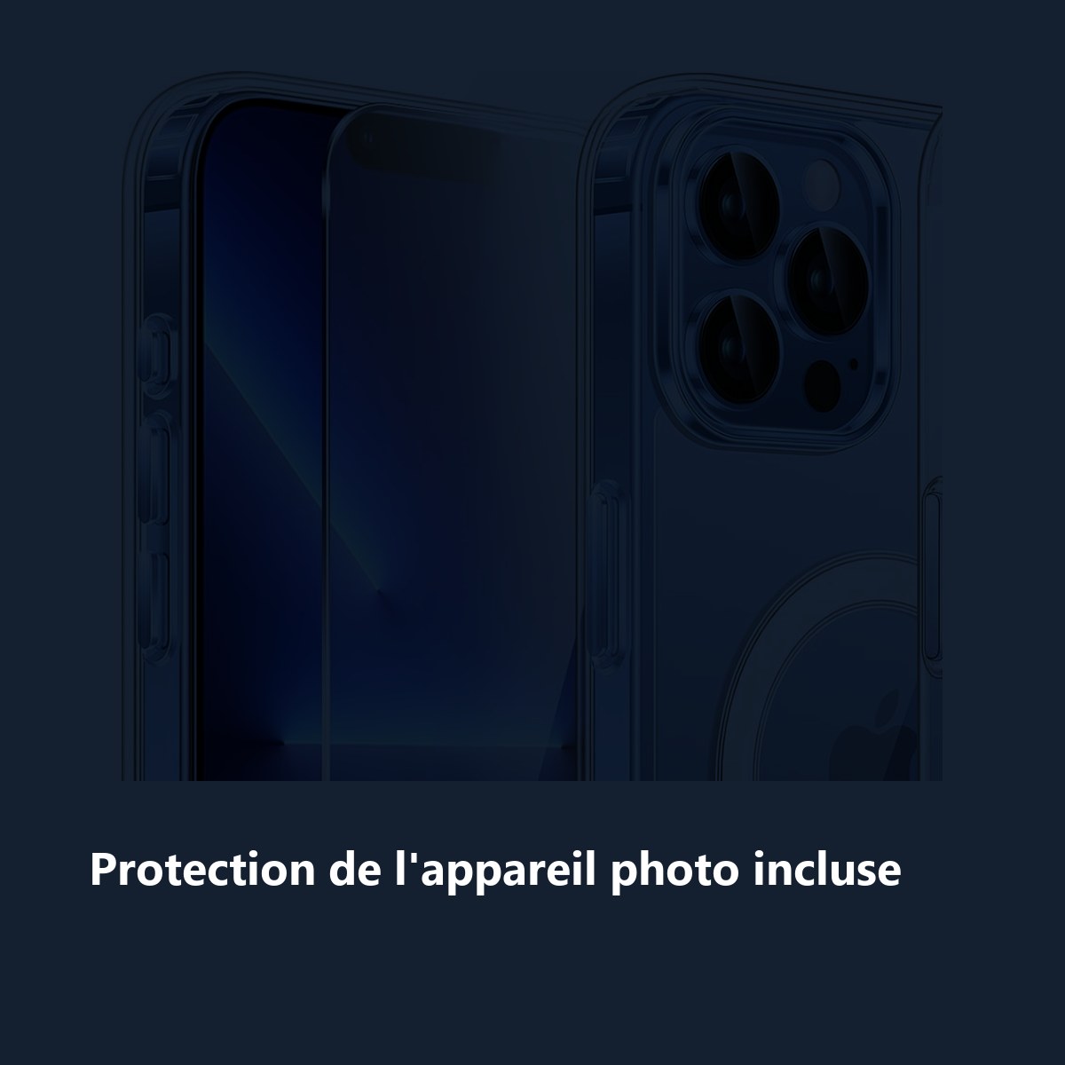 Protection de lappareil photo – Coque Silicone Transparente Compatible Magsafe + Verre Trempés et Protection Caméra Arrière