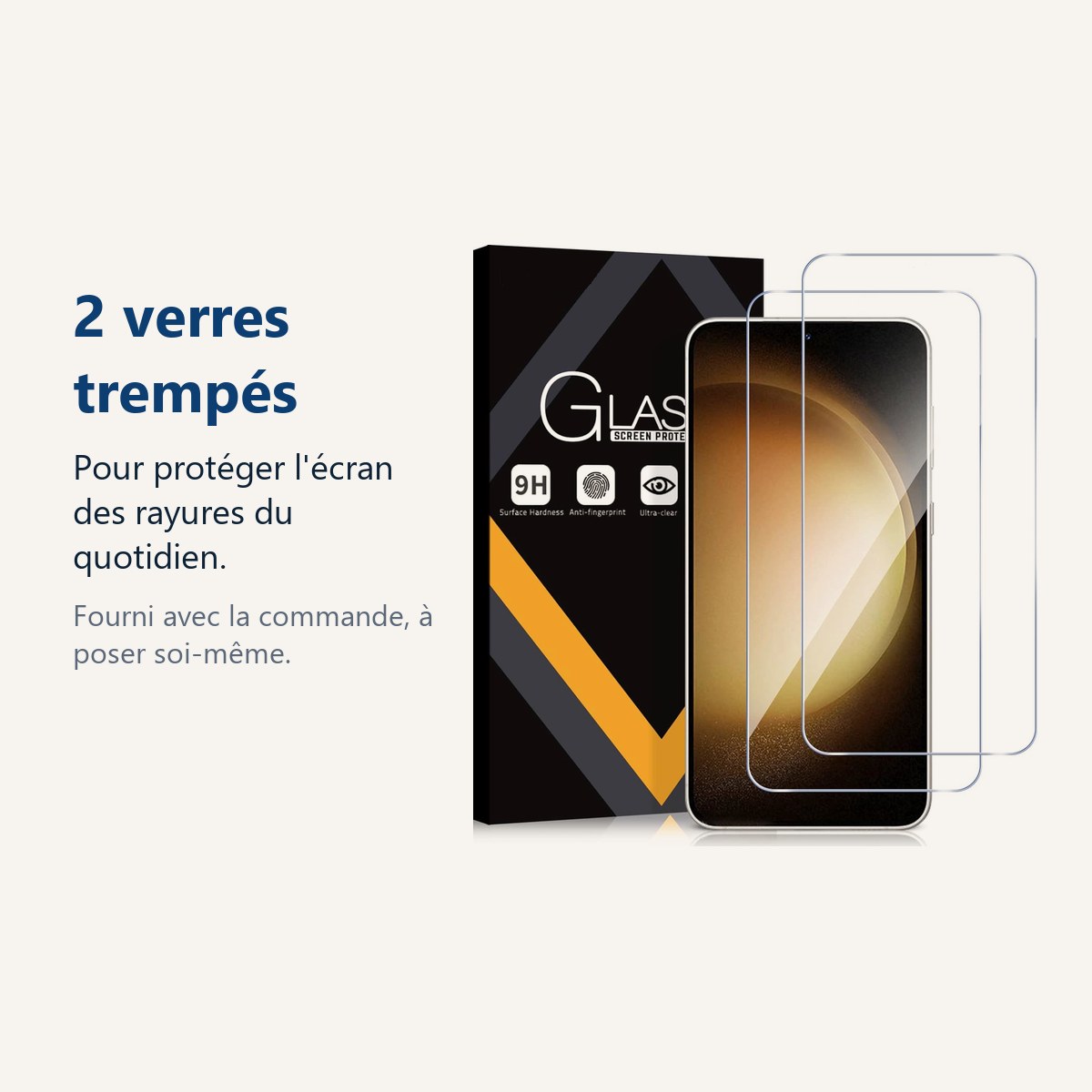 Verre trempé pour protéger lécran – Verre Trempé pour Samsung Galaxy S23 Plus (6,6 pouces) [Pack 2] Film Vitre Protection Ec
