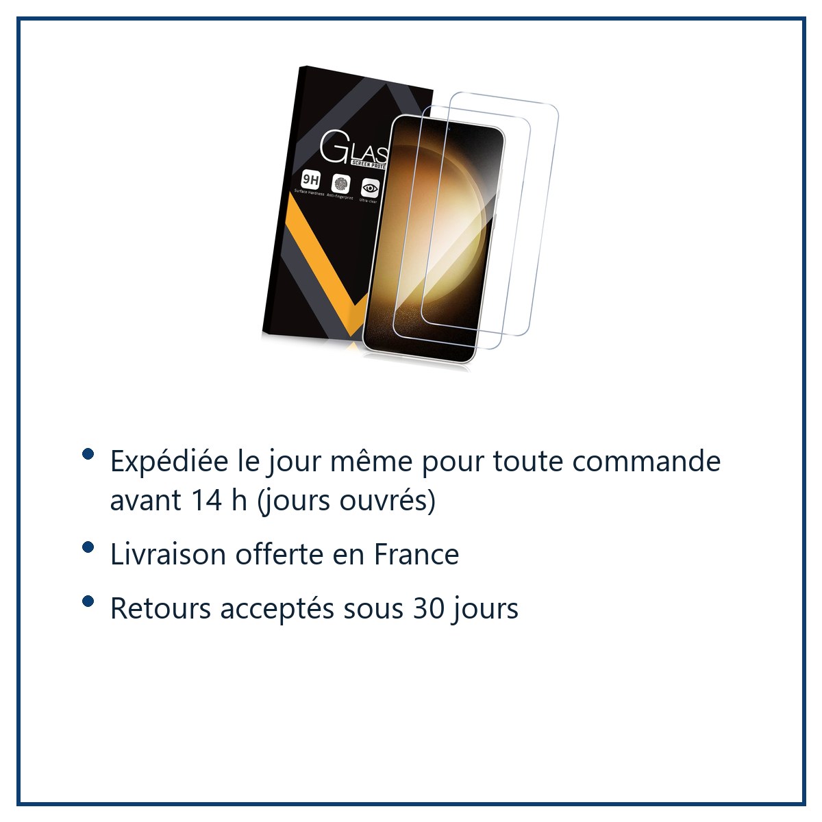 Expédition le jour même, livraison offerte, retours sous 30 jours – Verre Trempé pour Samsung Galaxy S23 Plus (6,6 pouces) [P