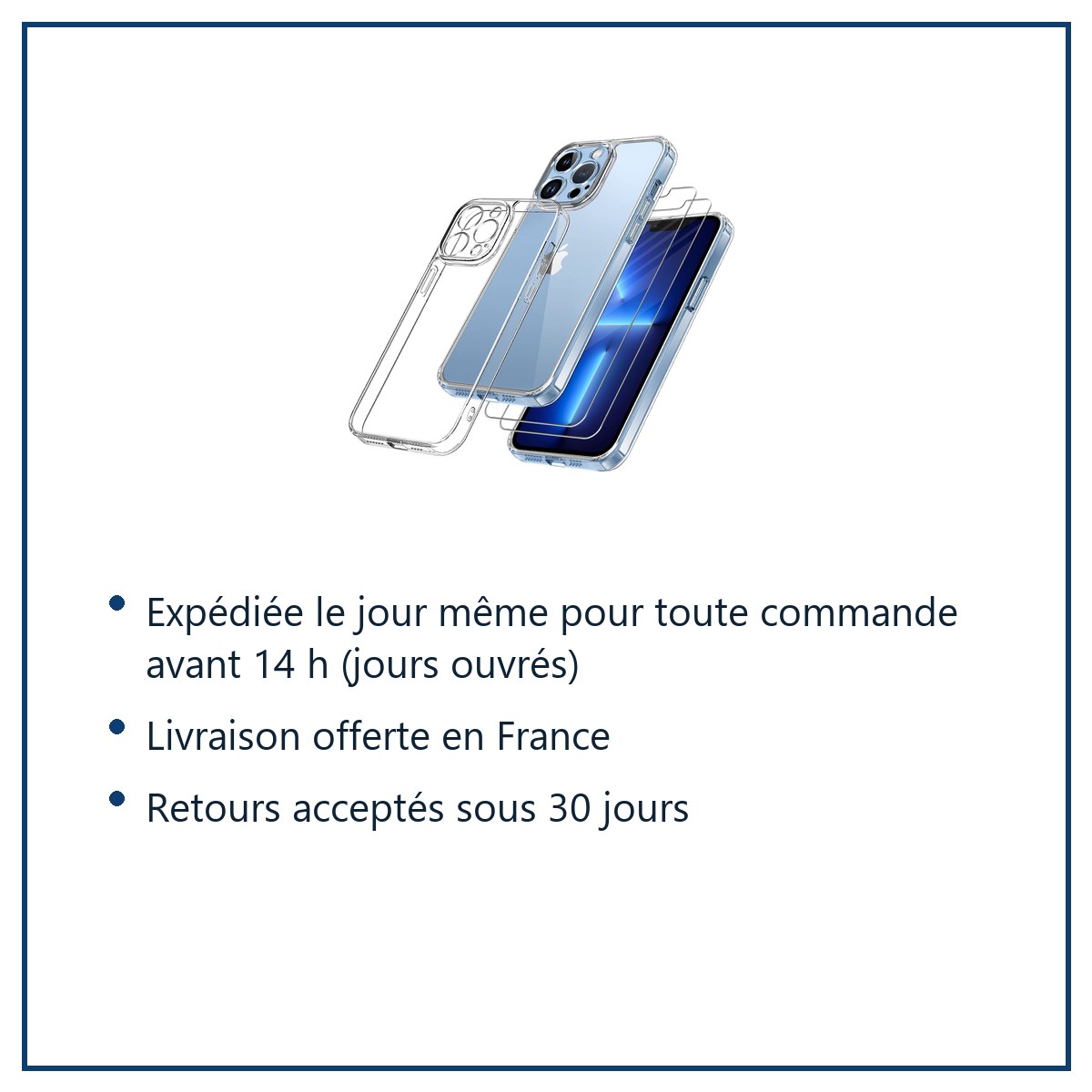 Expédition le jour même, livraison offerte, retours sous 30 jours – Coque Transparente pour iPhone 13 Pro Max (6,7 pouces) et