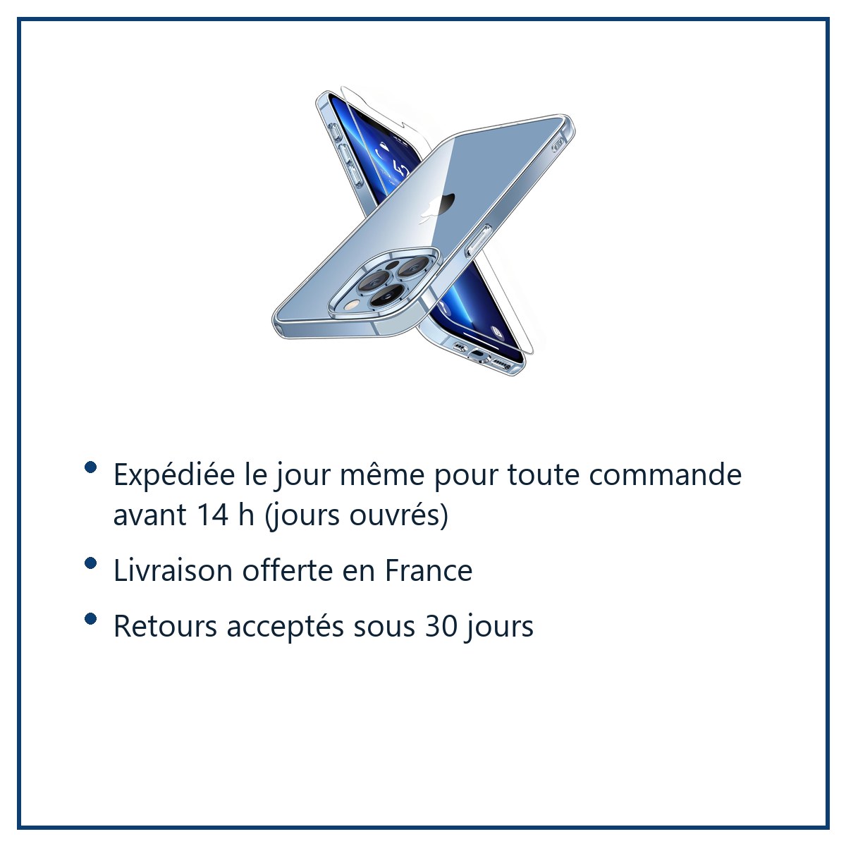 Expédition le jour même, livraison offerte, retours sous 30 jours – Coque Transparente pour iPhone 13 Pro Max (6,7 pouces) et