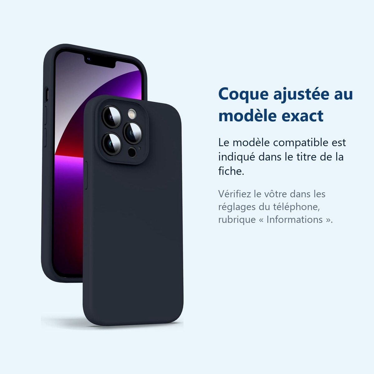 Accessoire ajusté au modèle exact – Coque Noir pour iPhone 13 Pro Max (6,7 pouces)