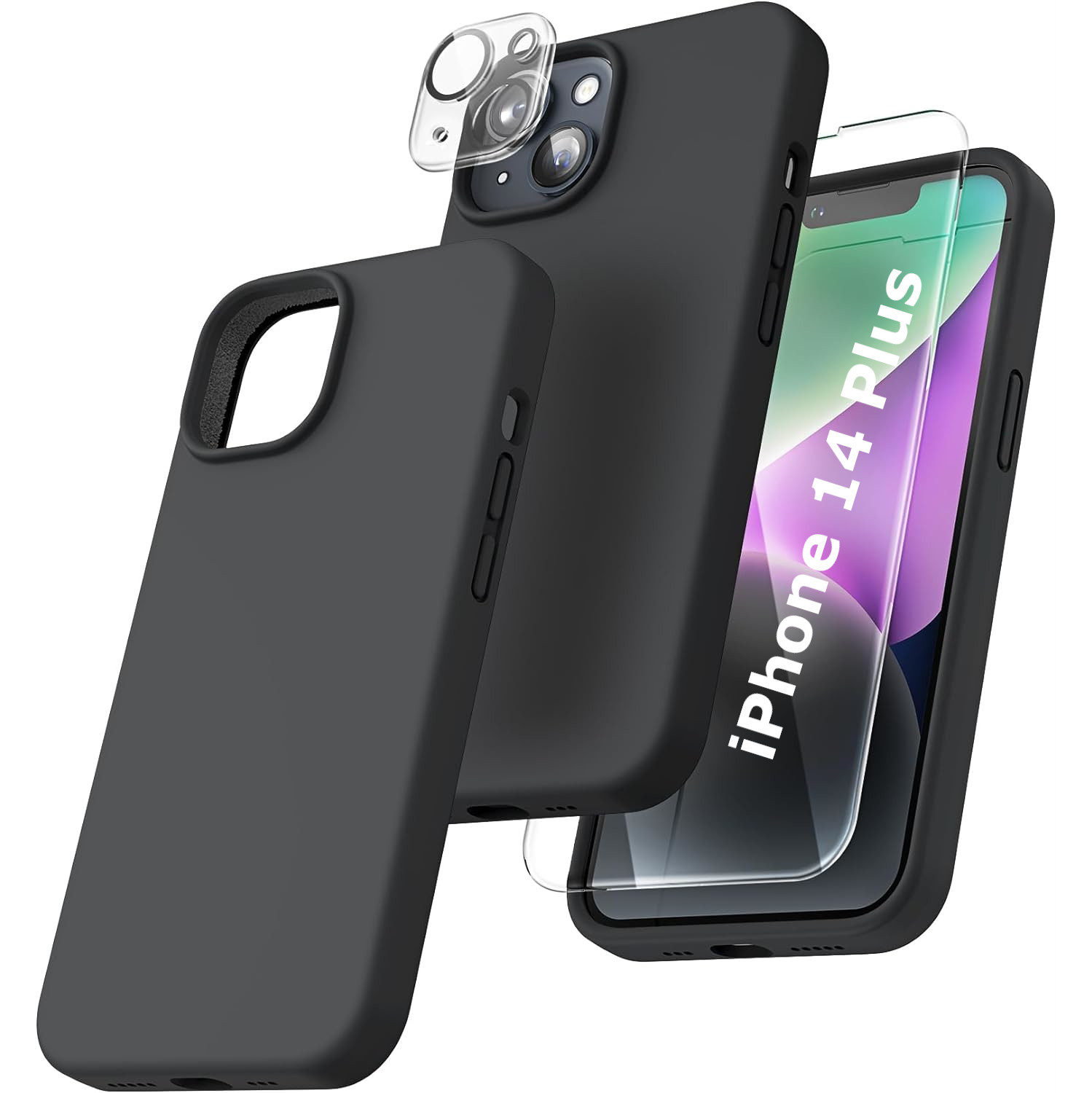 coque-silicone-noir-pack-protection-ecran-camera-iphone-14-plus-little-boutik