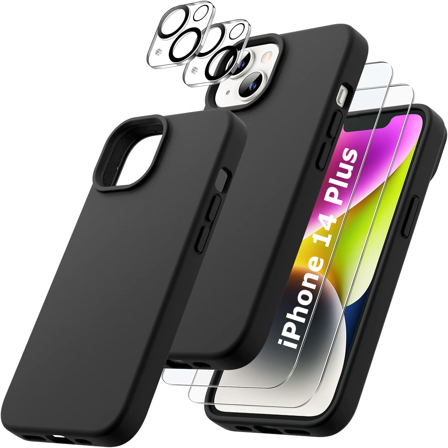 coque-silicone-noir-pack-protection-ecran-camera-x2-iphone-14-plus-little-boutik