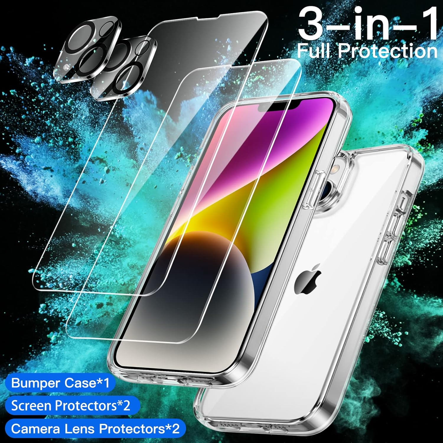 coque-silicone-transparente-pack-protection-ecran-camera-x2-iphone-14-plus-little-boutik