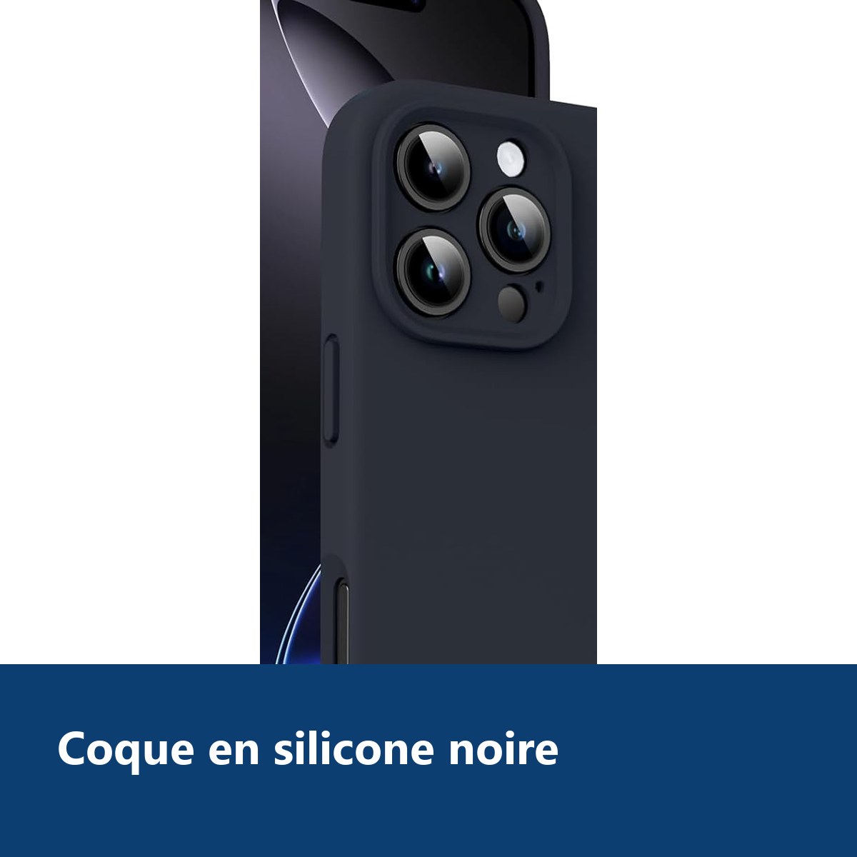 Vue de détail – Coque Pour iPhone 16 Pro Silicone Noir