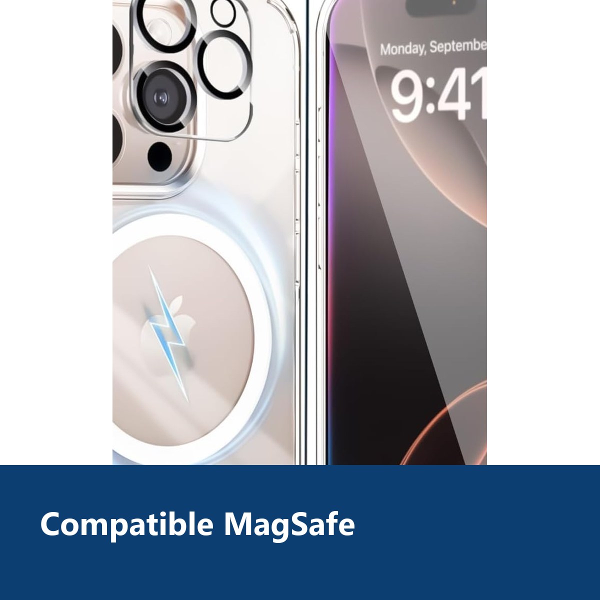 Vue de détail – Coque Silicone Transparente Compatible Magsafe + Verre Trempés et Protection Caméra Arrière Pour iPhone 16 Pr