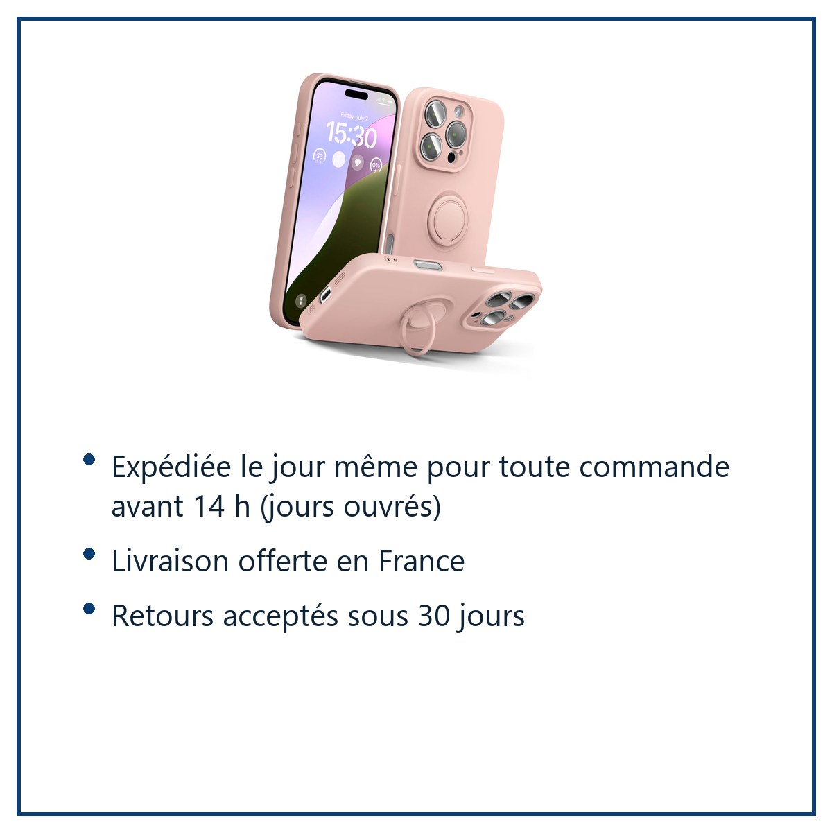 Expédition le jour même, livraison offerte, retours sous 30 jours – Coque Silicone Pour iPhone 16 Pro Max Couleur Rose Avec A