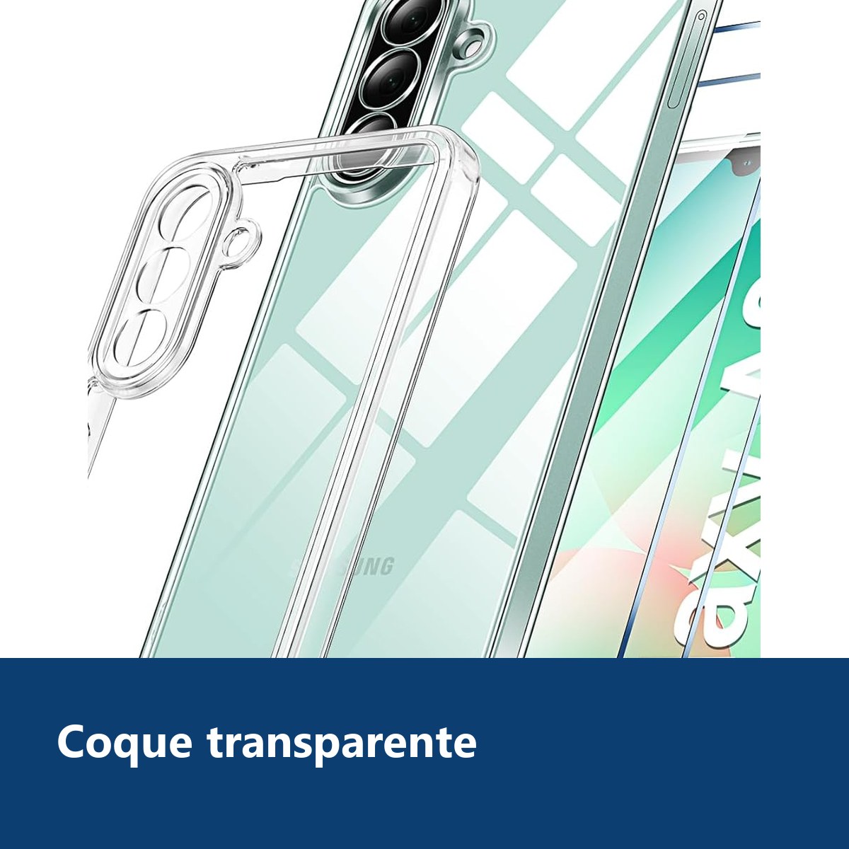 Vue de détail – Coque Silicone Transparente + 2 Verres Trempés Pour Samsung Galaxy A26 5G