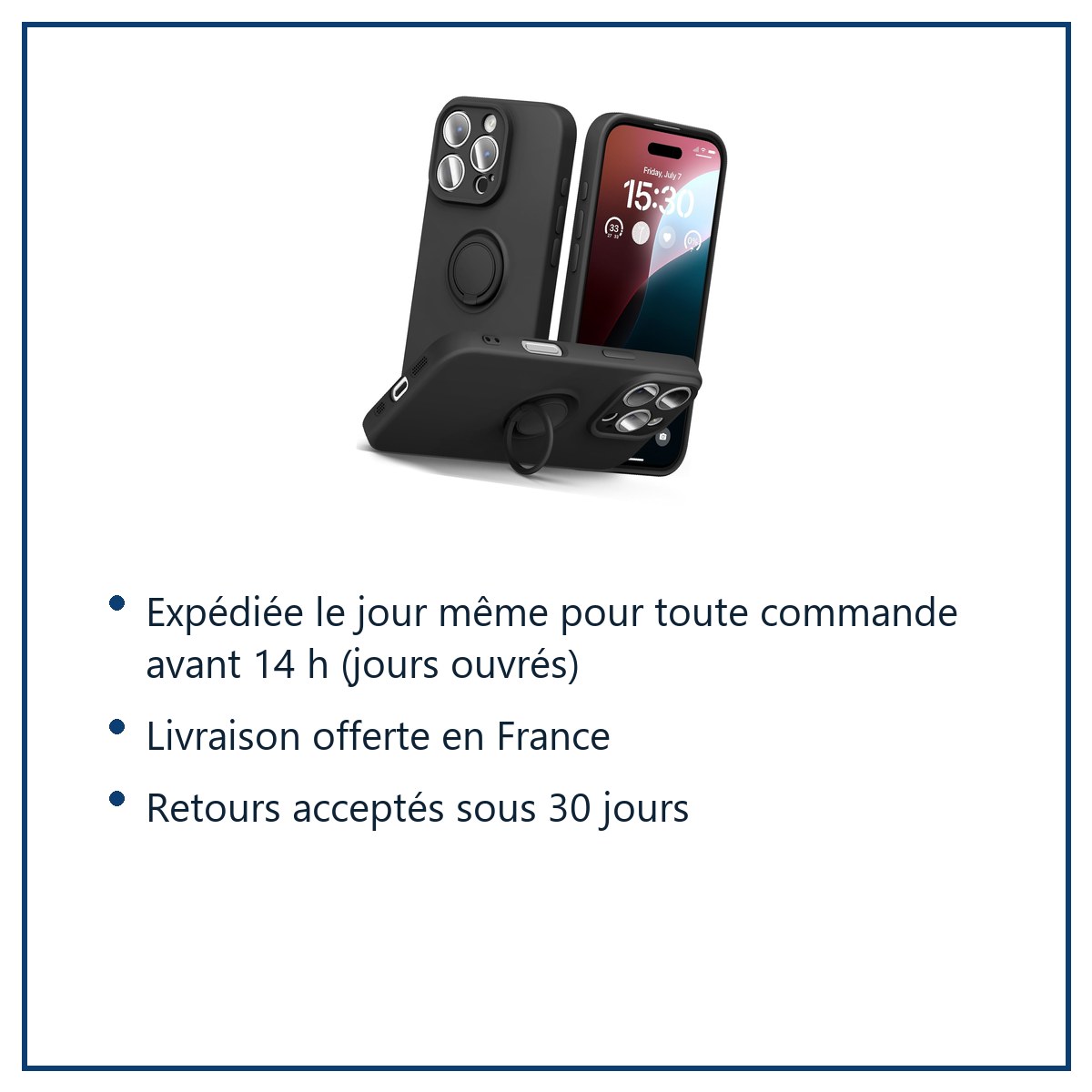Expédition le jour même, livraison offerte, retours sous 30 jours – Coque Silicone Pour iPhone 16 Pro Max Couleur Noir Avec A
