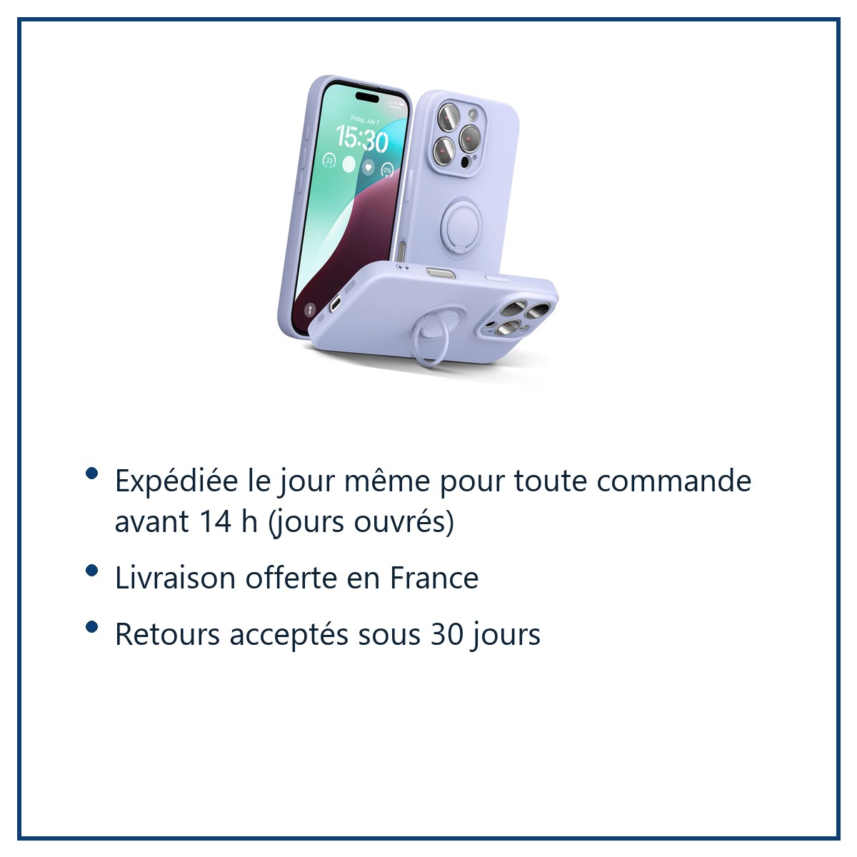 Expédition le jour même, livraison offerte, retours sous 30 jours – Coque Silicone Pour iPhone 16 Pro Couleur Violet Avec Ann