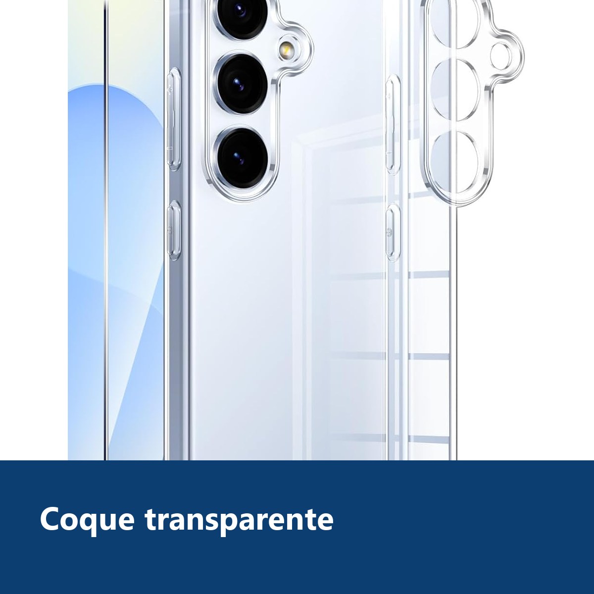 Vue de détail – Coque Silicone Transparente + Verre Trempé Pour Samsung Galaxy S25