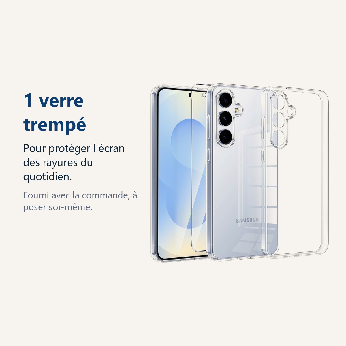 Verre trempé pour protéger lécran – Coque Silicone Transparente + Verre Trempé Pour Samsung Galaxy S25