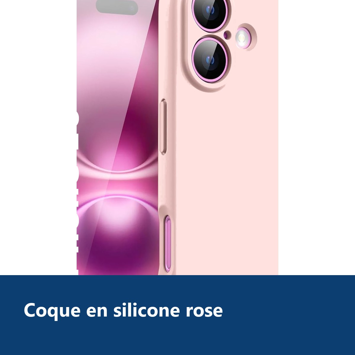 Vue de détail – Coque Silicone Rose Pour iPhone 16