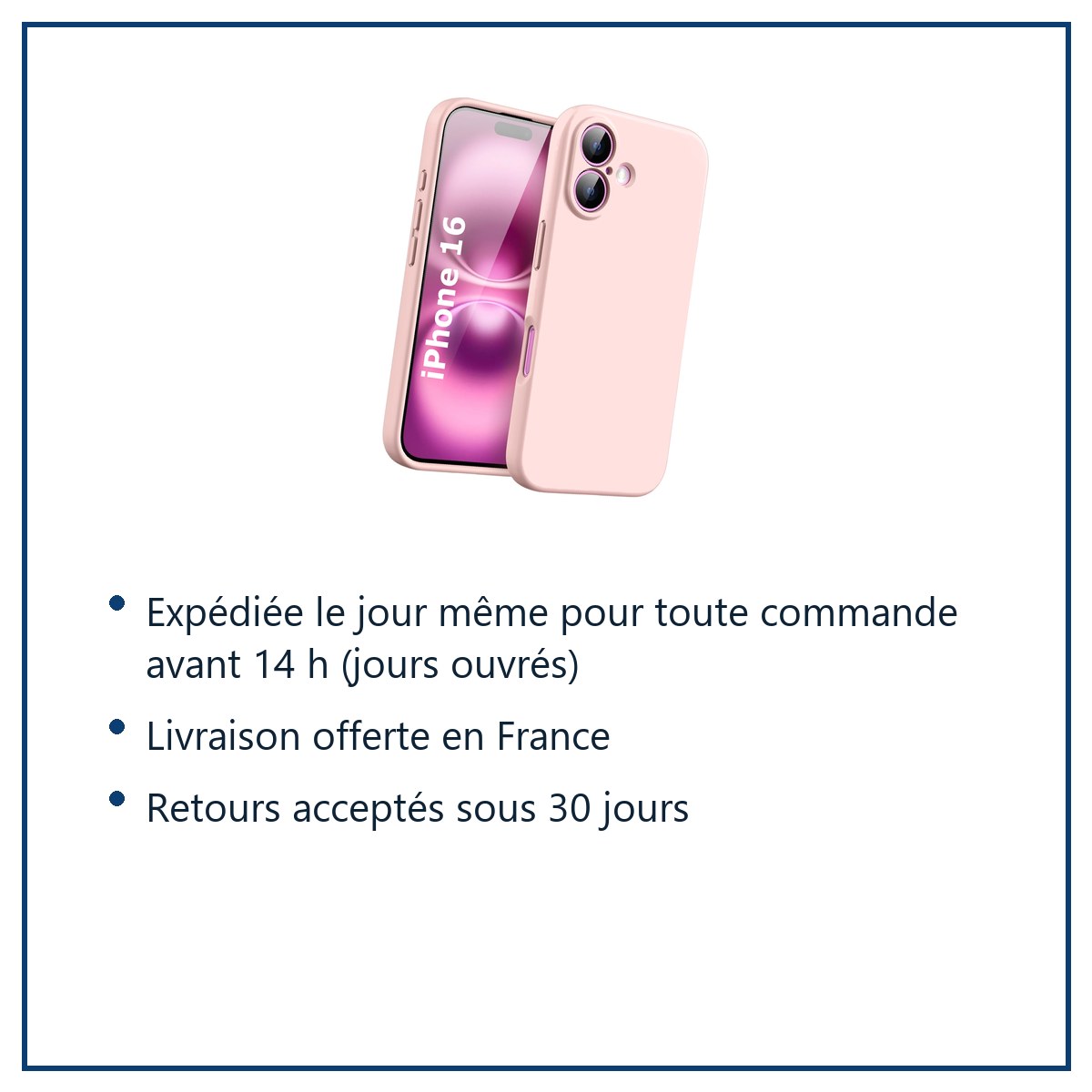 Expédition le jour même, livraison offerte, retours sous 30 jours – Coque Silicone Rose Pour iPhone 16