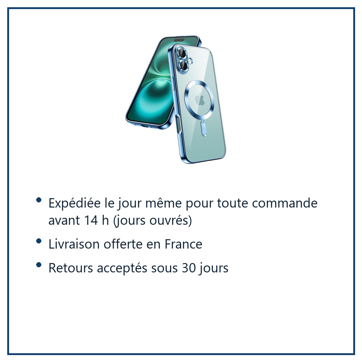 Expédition le jour même, livraison offerte, retours sous 30 jours – Coque Silicone Pour iPhone 16 Couleur Bleu Compatible Mag