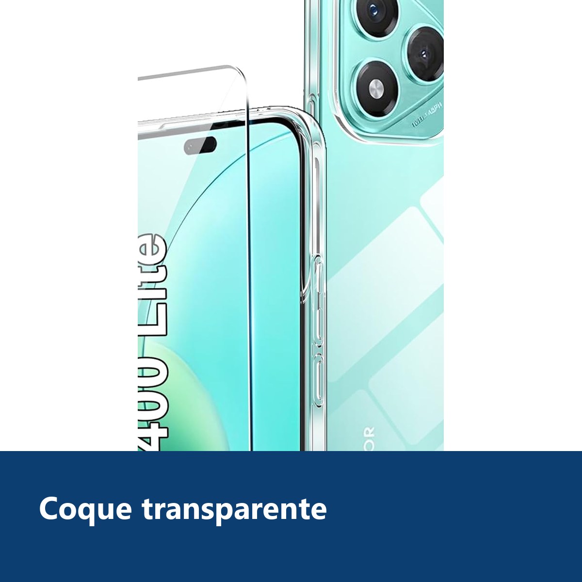 Vue de détail – Coque Silicone Transparente + Verre Trempé Pour Honor 400 Lite