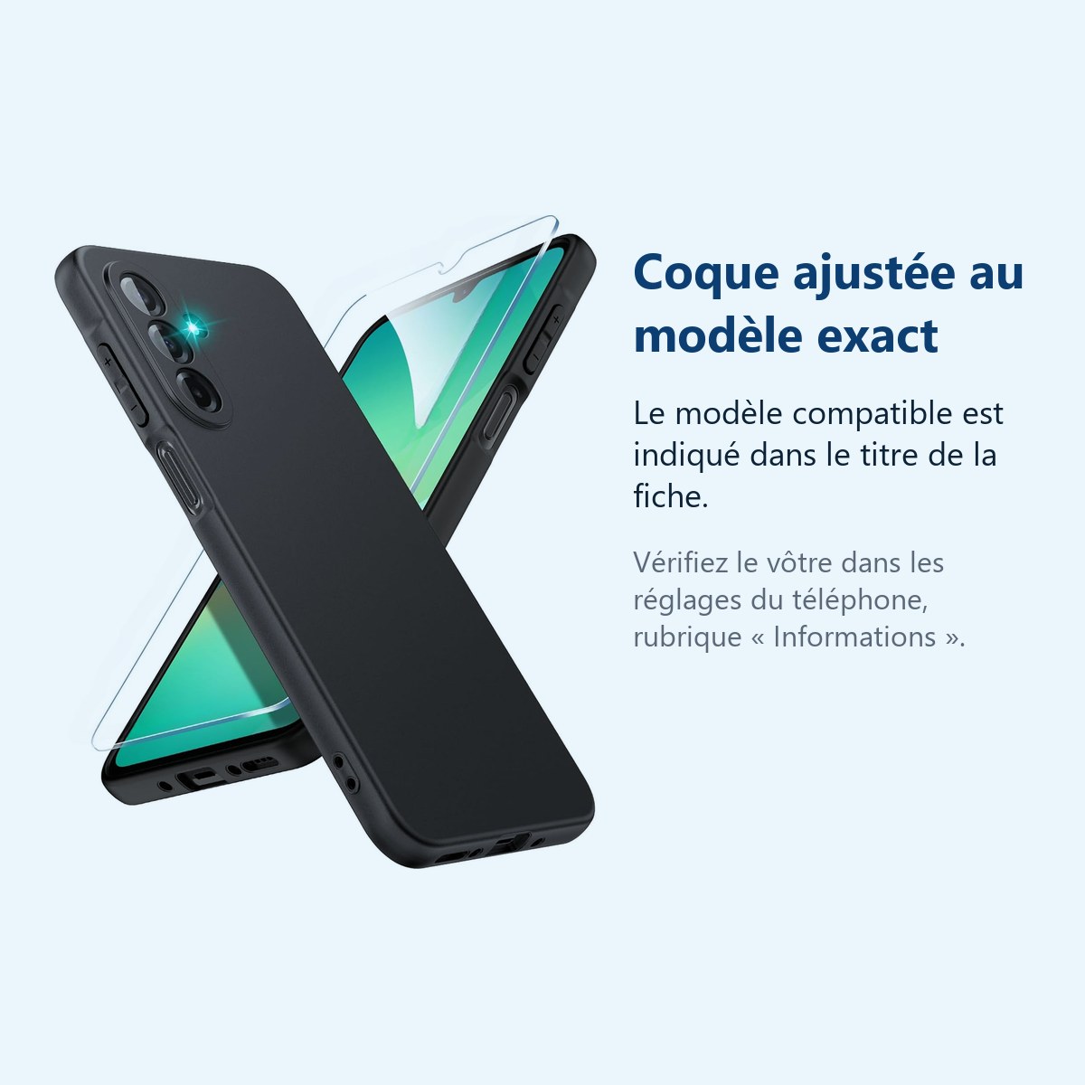 Accessoire ajusté au modèle exact – Coque Pour Samsung Galaxy A26 5G Silicone Noir + Verre Trempé