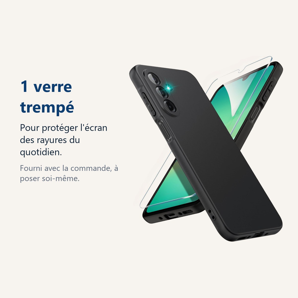 Verre trempé pour protéger lécran – Coque Pour Samsung Galaxy A26 5G Silicone Noir + Verre Trempé