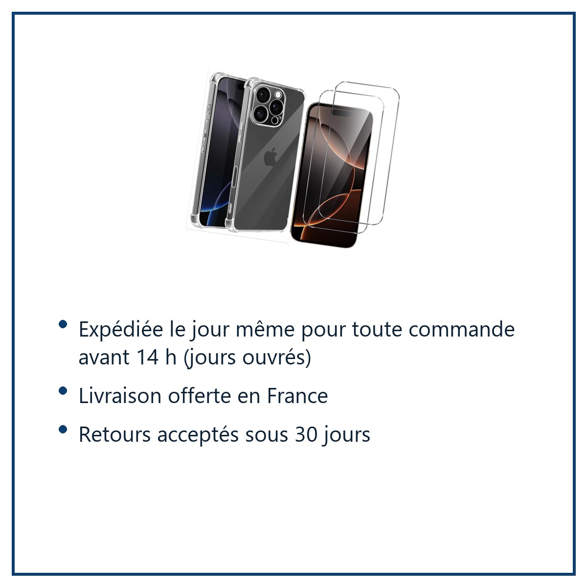 Expédition le jour même, livraison offerte, retours sous 30 jours – Coque Pour iPhone 16 Pro Max Silicone Transparente Angles