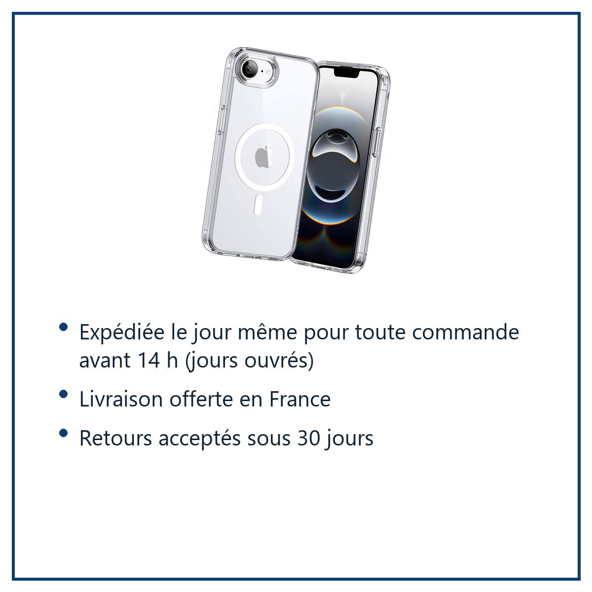 Expédition le jour même, livraison offerte, retours sous 30 jours – Coque Silicone Transparente Compatible Magsafe Pour iPhon
