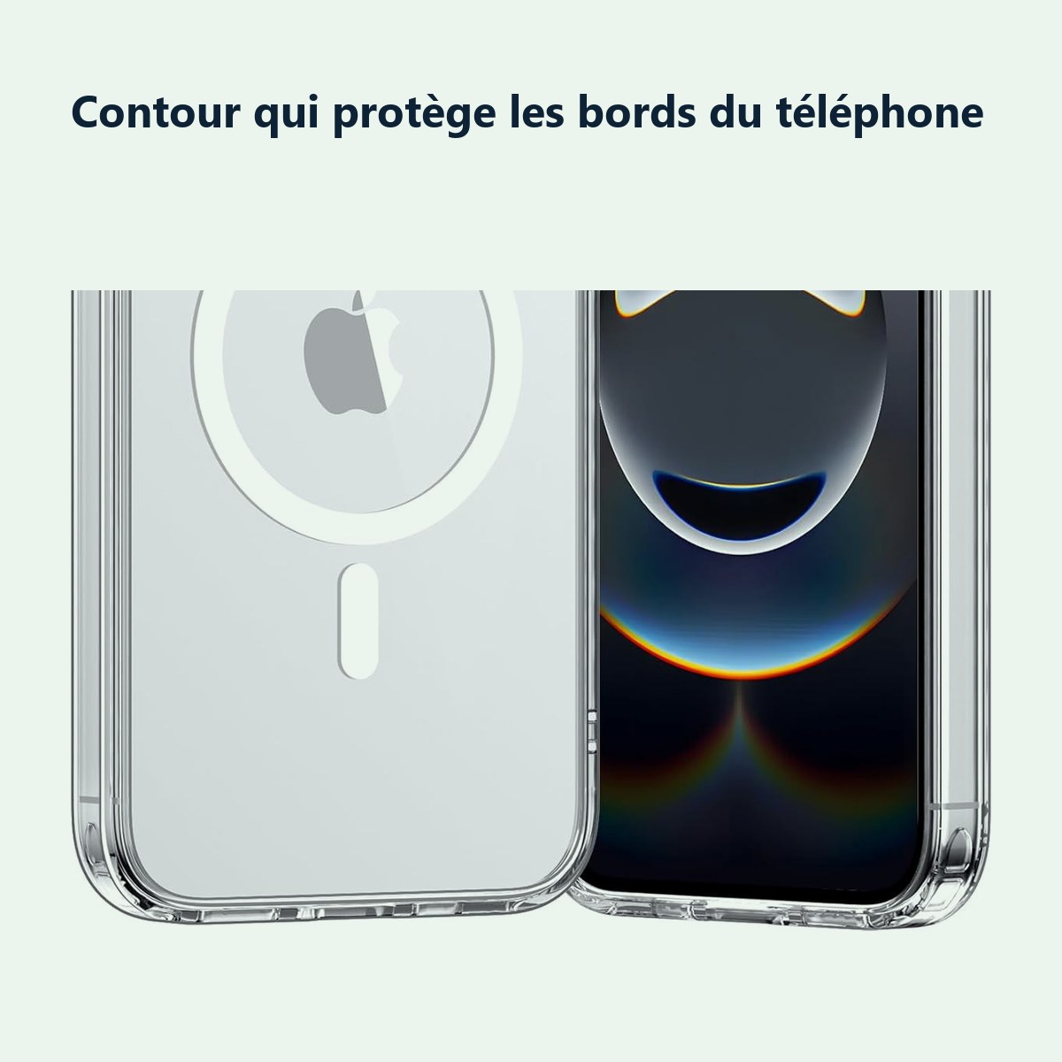 Contour qui protège les bords – Coque Silicone Transparente Compatible Magsafe Pour iPhone 16e