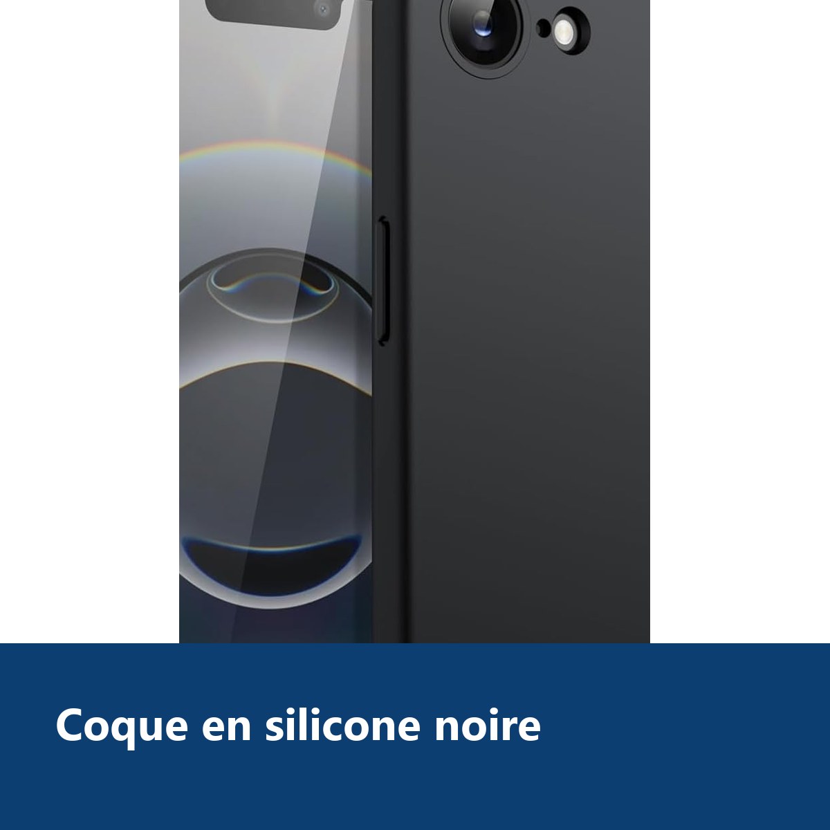 Vue de détail – Coque Pour iPhone 16e Silicone Noir