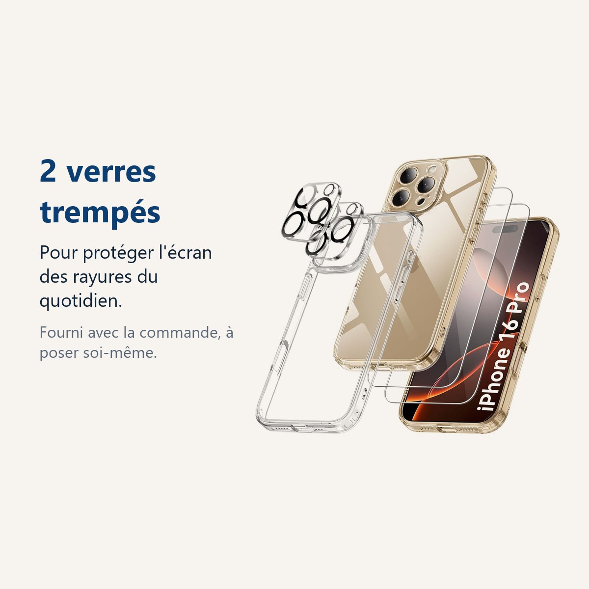 Verre trempé pour protéger lécran – Coque Silicone Transparente + Verres Trempés et Protections Caméra Arrière X2 Pour iPhon