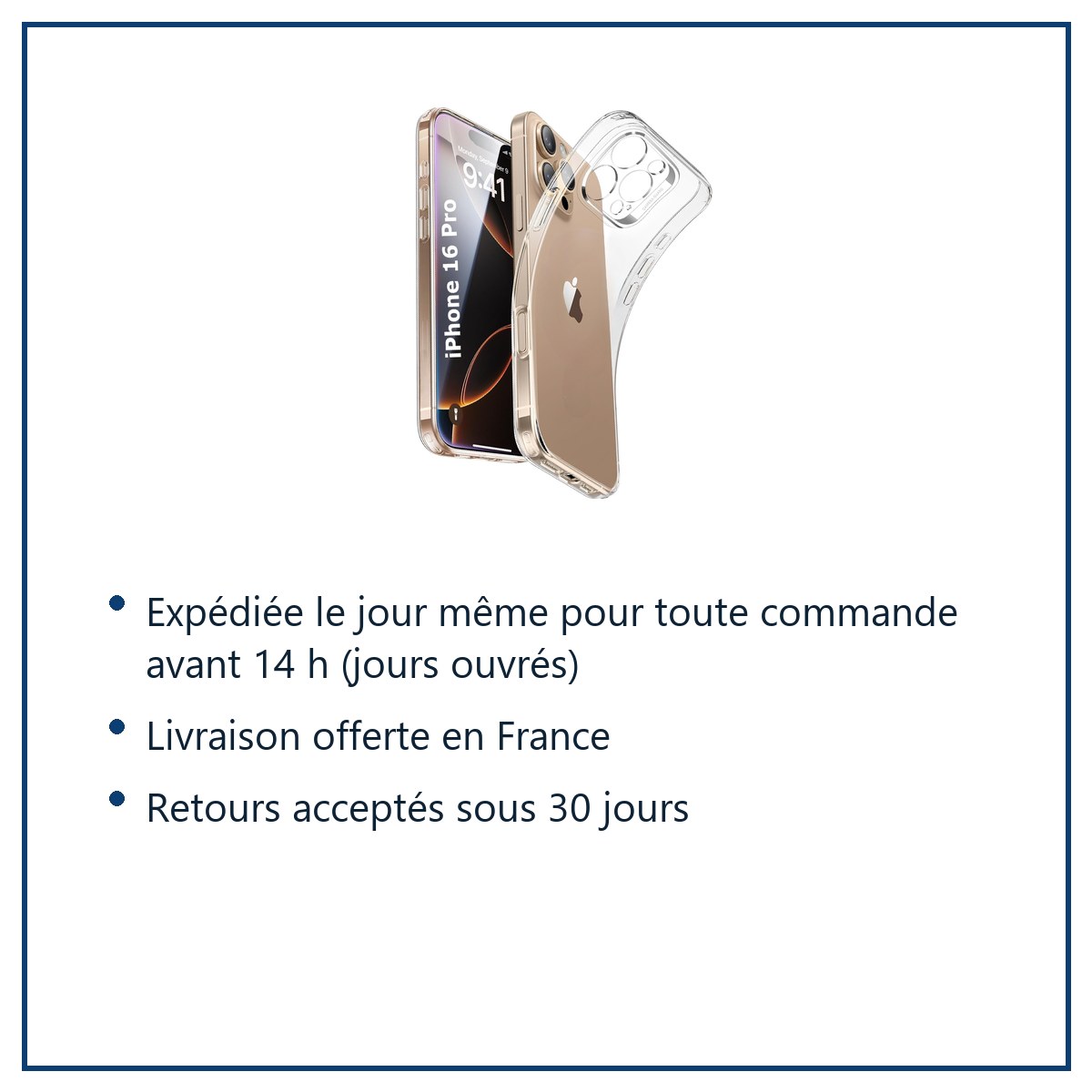 Expédition le jour même, livraison offerte, retours sous 30 jours – Coque Silicone Transparente Pour iPhone 16 Pro