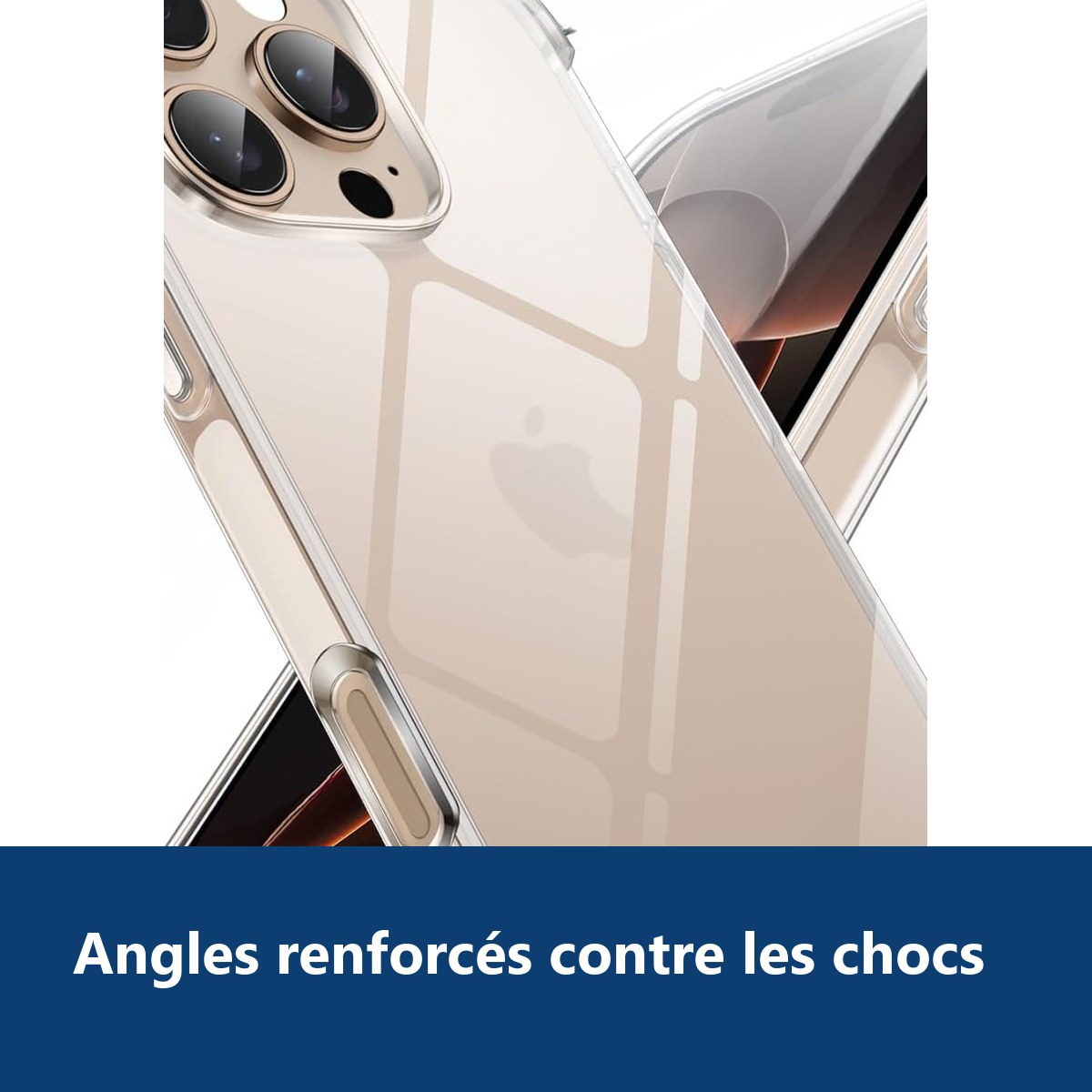 Vue de détail – Coque Silicone Transparente Angles Renforcés Pour iPhone 16 Pro
