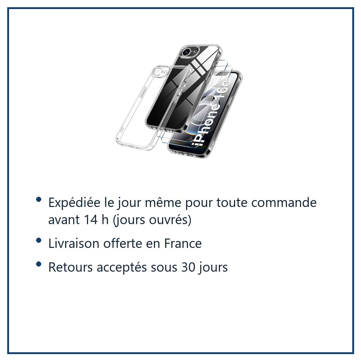 Expédition le jour même, livraison offerte, retours sous 30 jours – Coque Silicone Transparente + 2 Verres Trempés Pour iPhon
