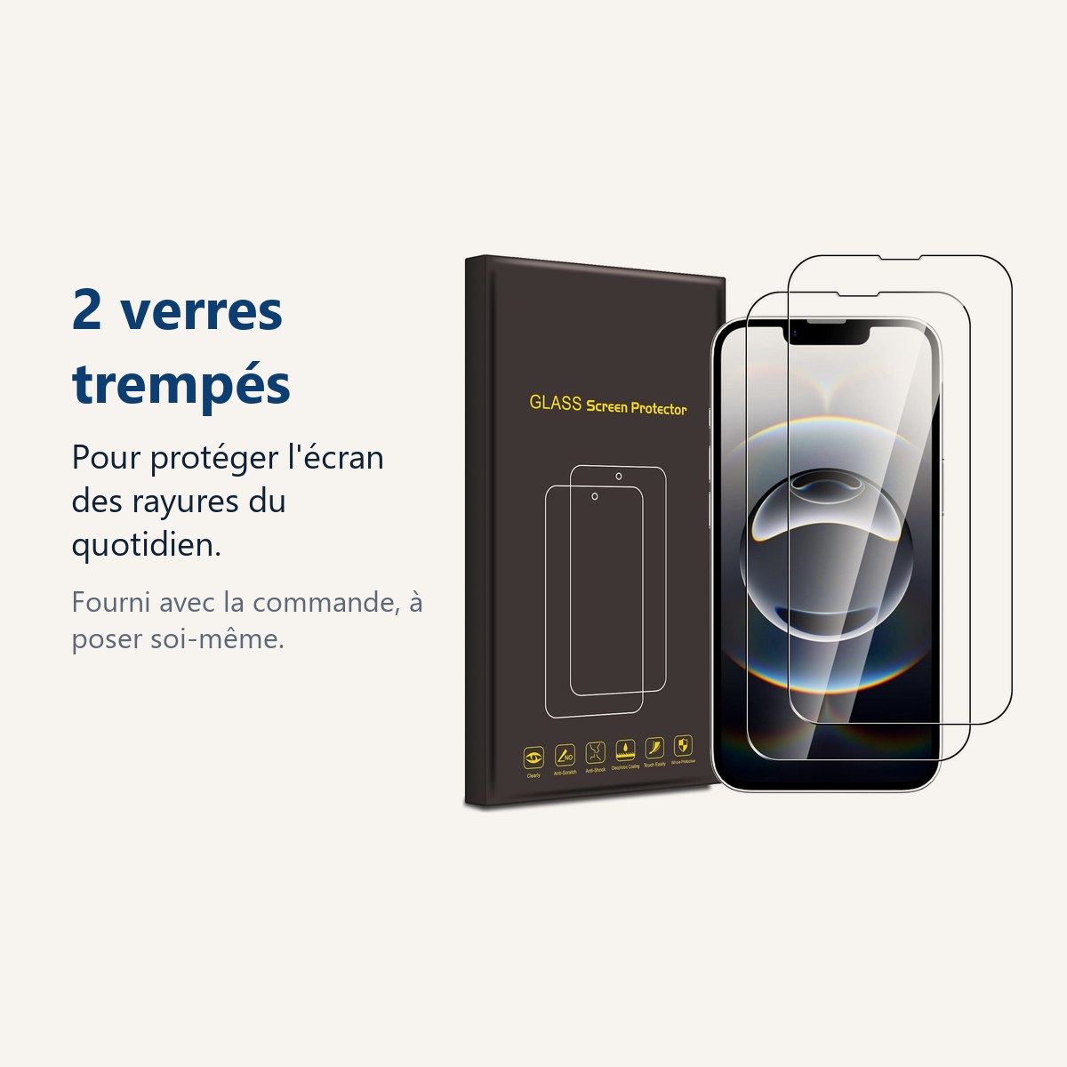 Verre trempé pour protéger lécran – Verres Trempés X2 Pour iPhone 16e