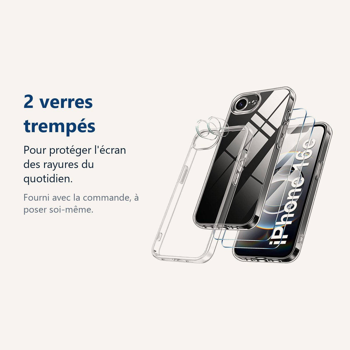 Verre trempé pour protéger lécran – Coque Silicone Transparente + Verres Trempés et Protections Caméra Arrière Transparent X