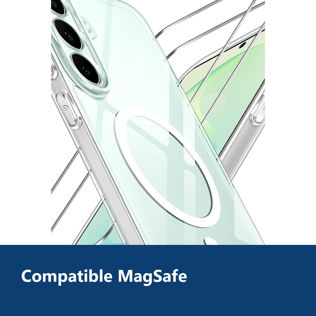 Vue de détail – Coque Magnétique Compatible MagSafe Transparente + 2 Verres Trempés Pour Samsung S26 FE