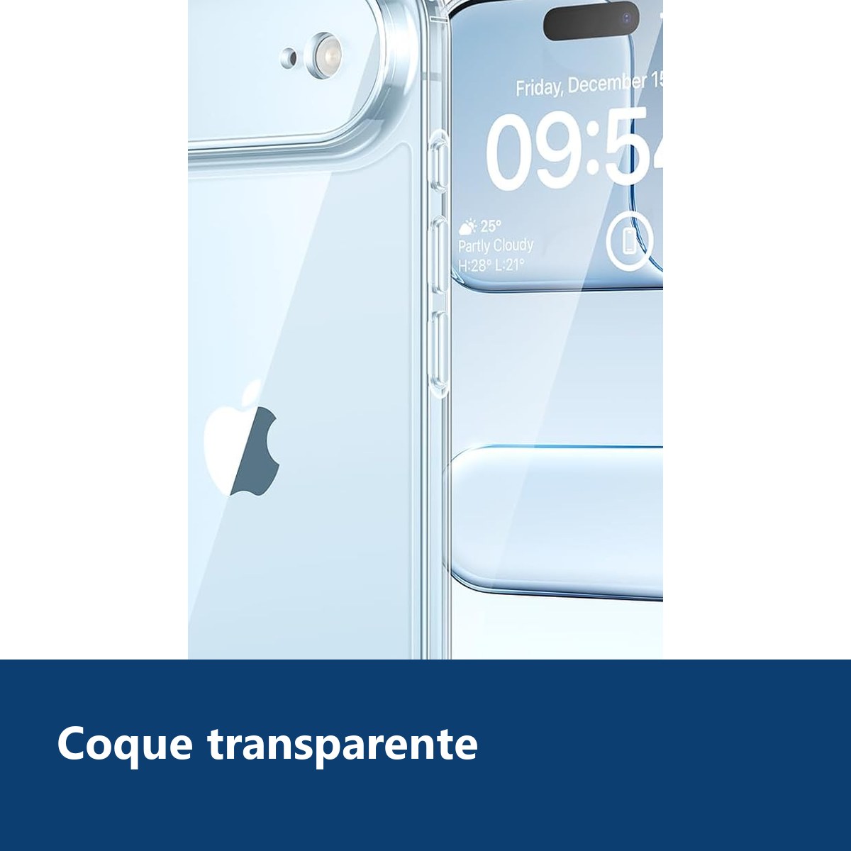 Vue de détail – Coque Silicone Transparente + Verre Trempé Pour iPhone 17 Air