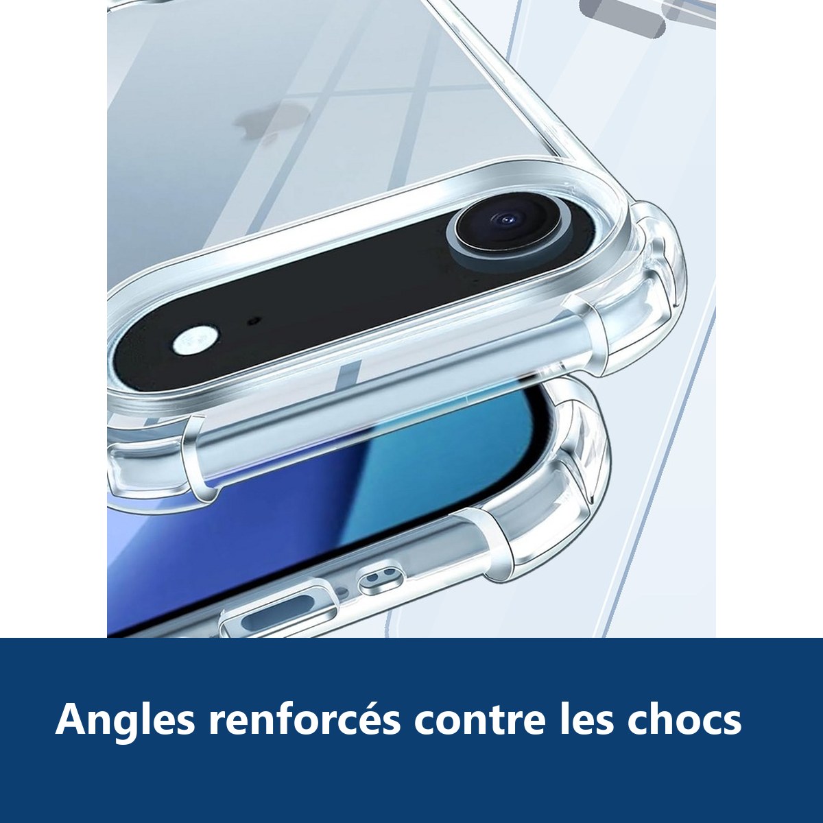 Vue de détail – Coque Pour iPhone 17 Air Silicone Transparente Angles Renforcés + 2 Verres Trempés