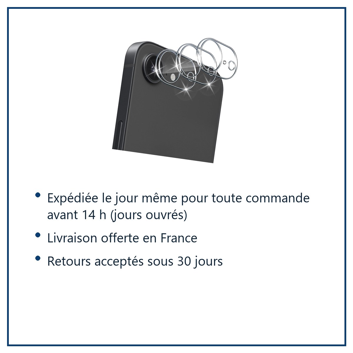 Expédition le jour même, livraison offerte, retours sous 30 jours – Verres Protection Caméra Arrière Transparent X3 Pour iPho