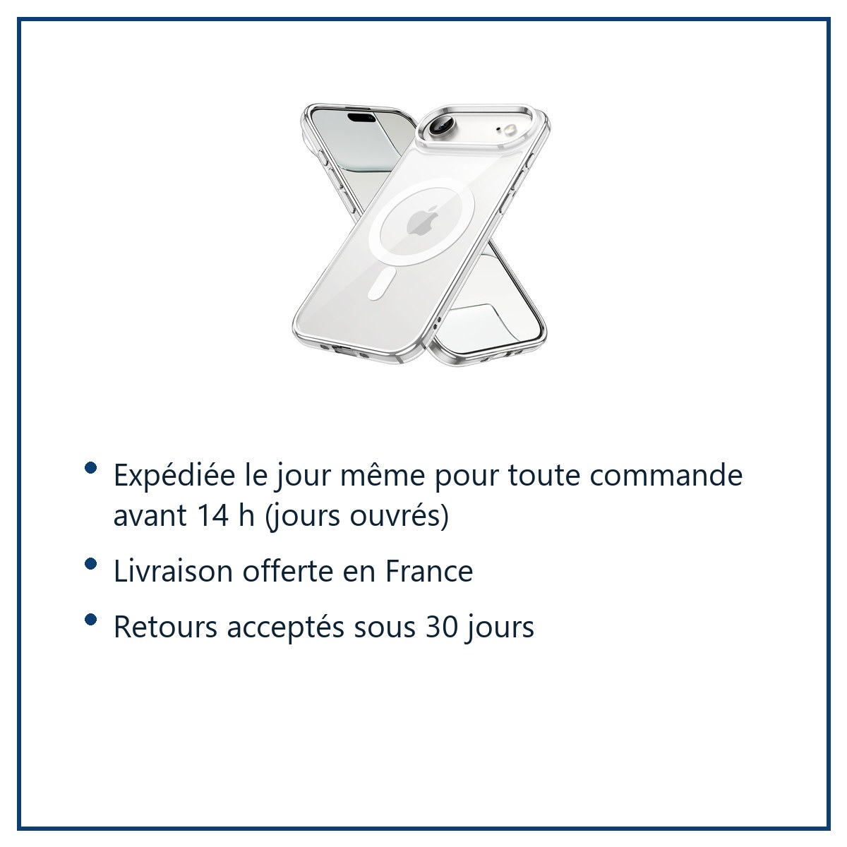Expédition le jour même, livraison offerte, retours sous 30 jours – Coque Silicone Transparente Compatible Magsafe Pour iPhon