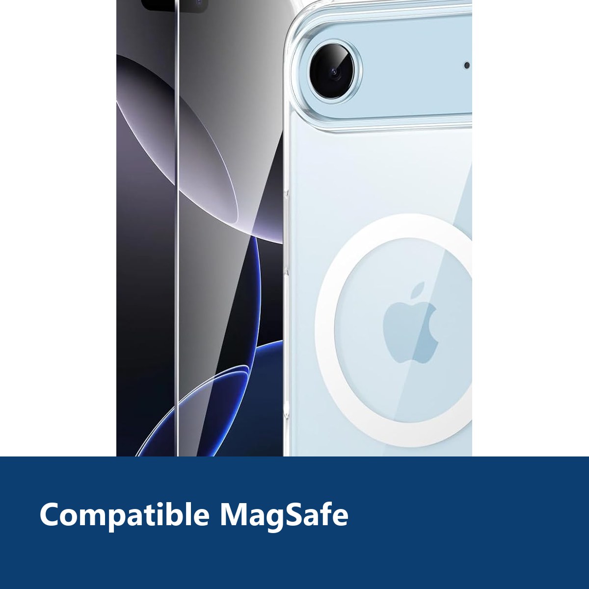 Vue de détail – Coque Silicone Transparente Compatible Magsafe + 2 Verres Trempés Pour iPhone 17 Air