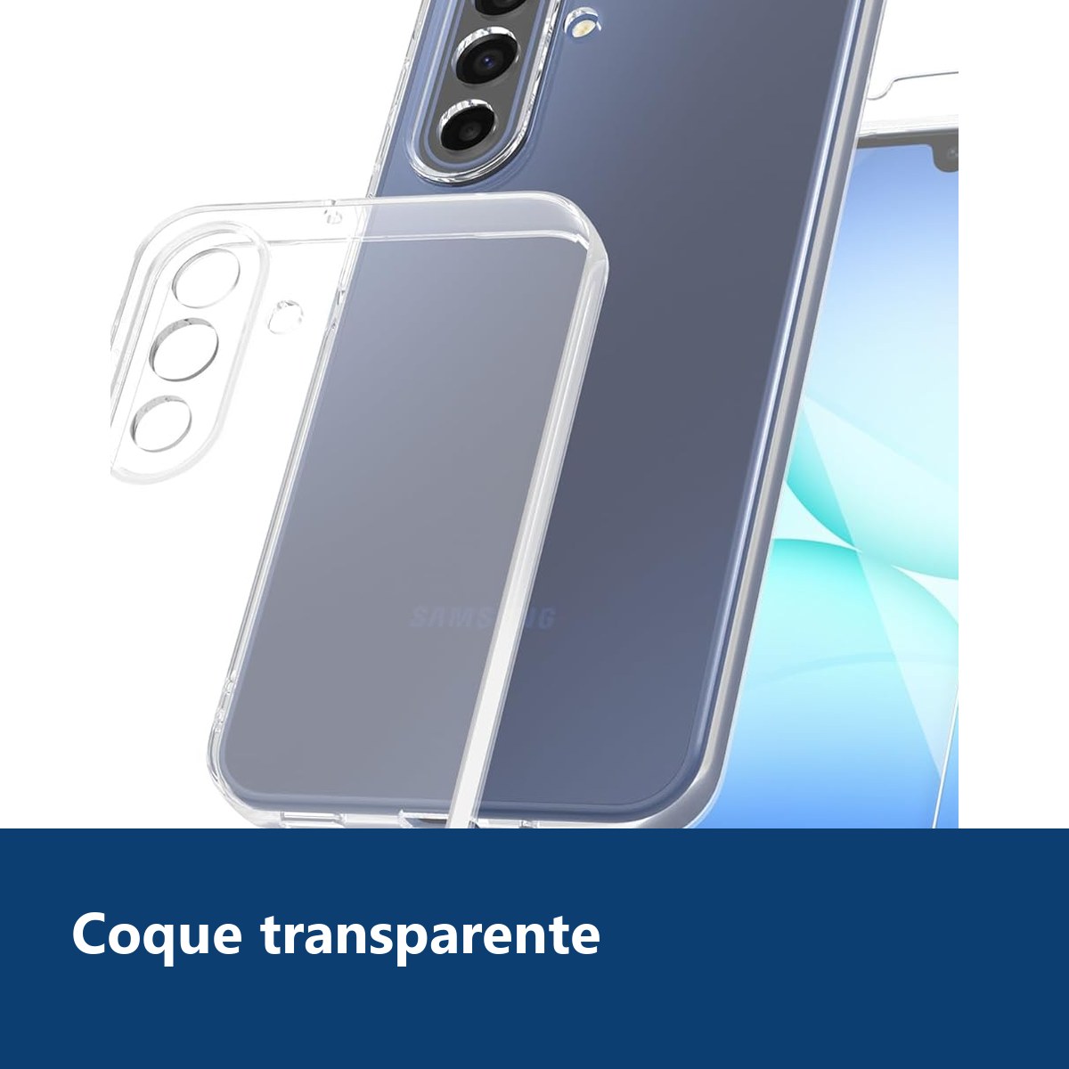 Vue de détail – Coque Silicone Transparente + Verre Trempé Pour Samsung Galaxy A17