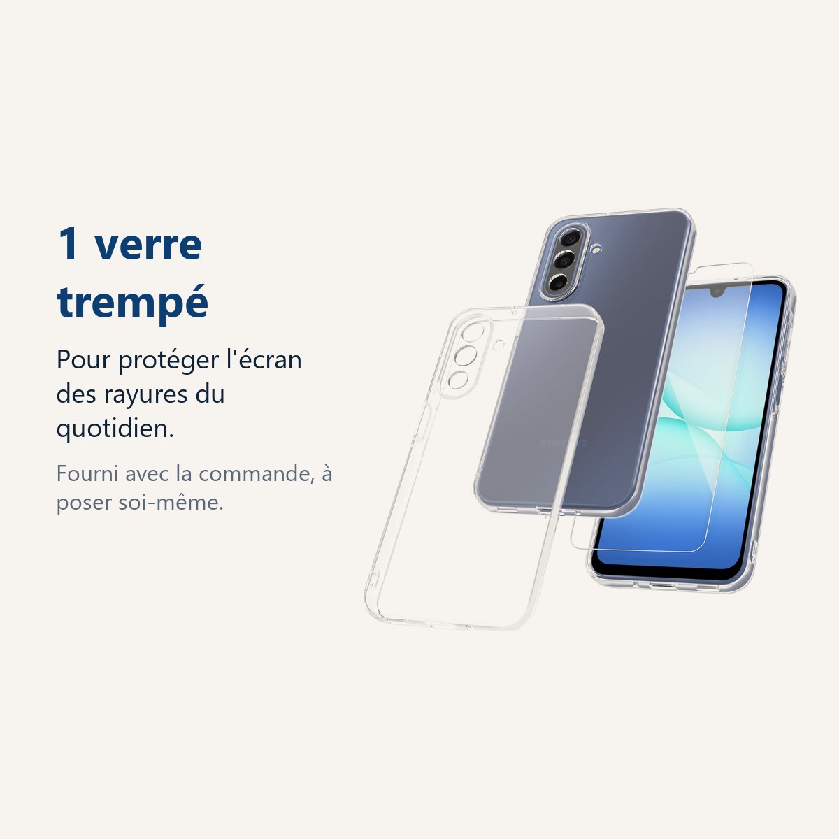 Verre trempé pour protéger lécran – Coque Silicone Transparente + Verre Trempé Pour Samsung Galaxy A17