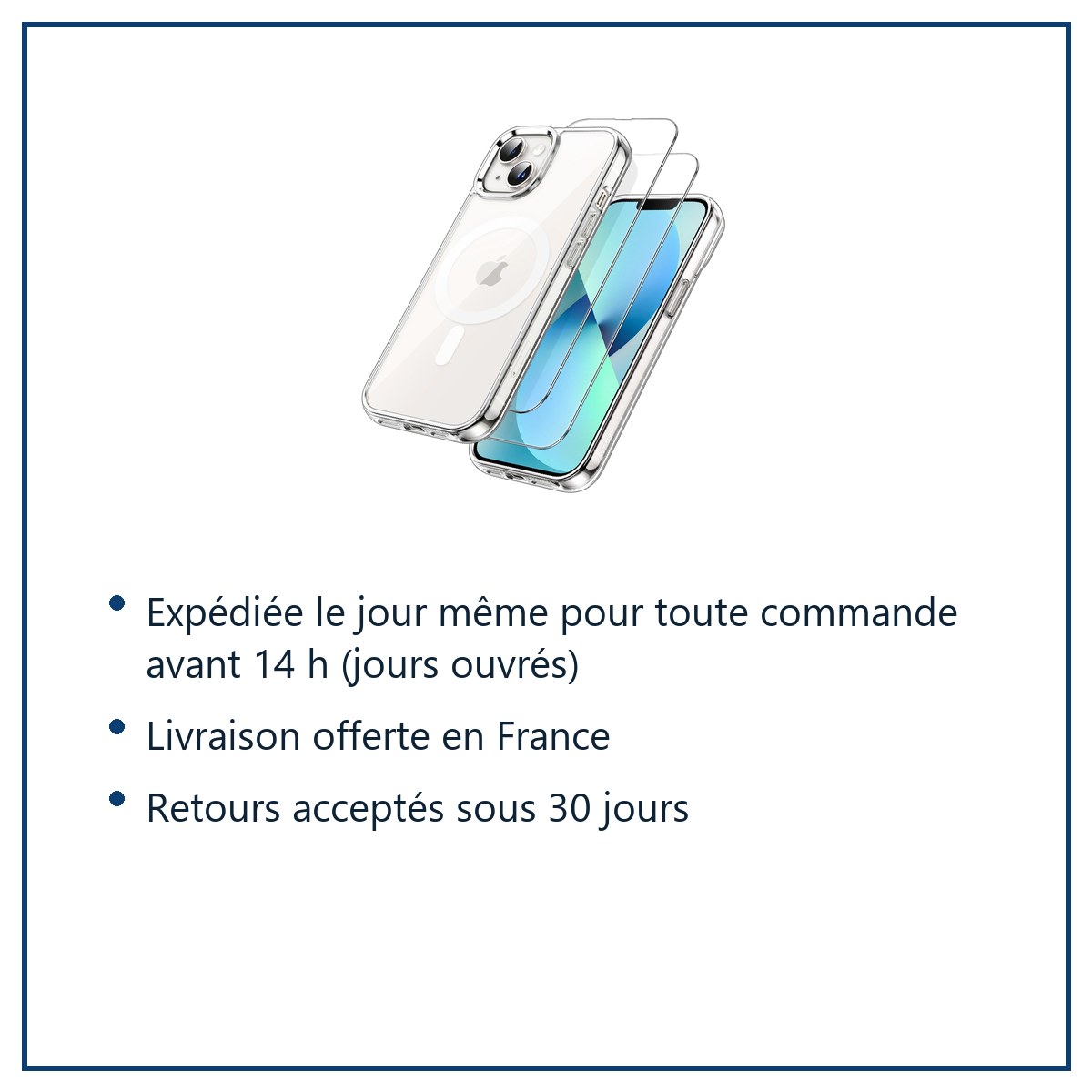 Expédition le jour même, livraison offerte, retours sous 30 jours – Coque Silicone Transparente Compatible Magsafe + Verres T