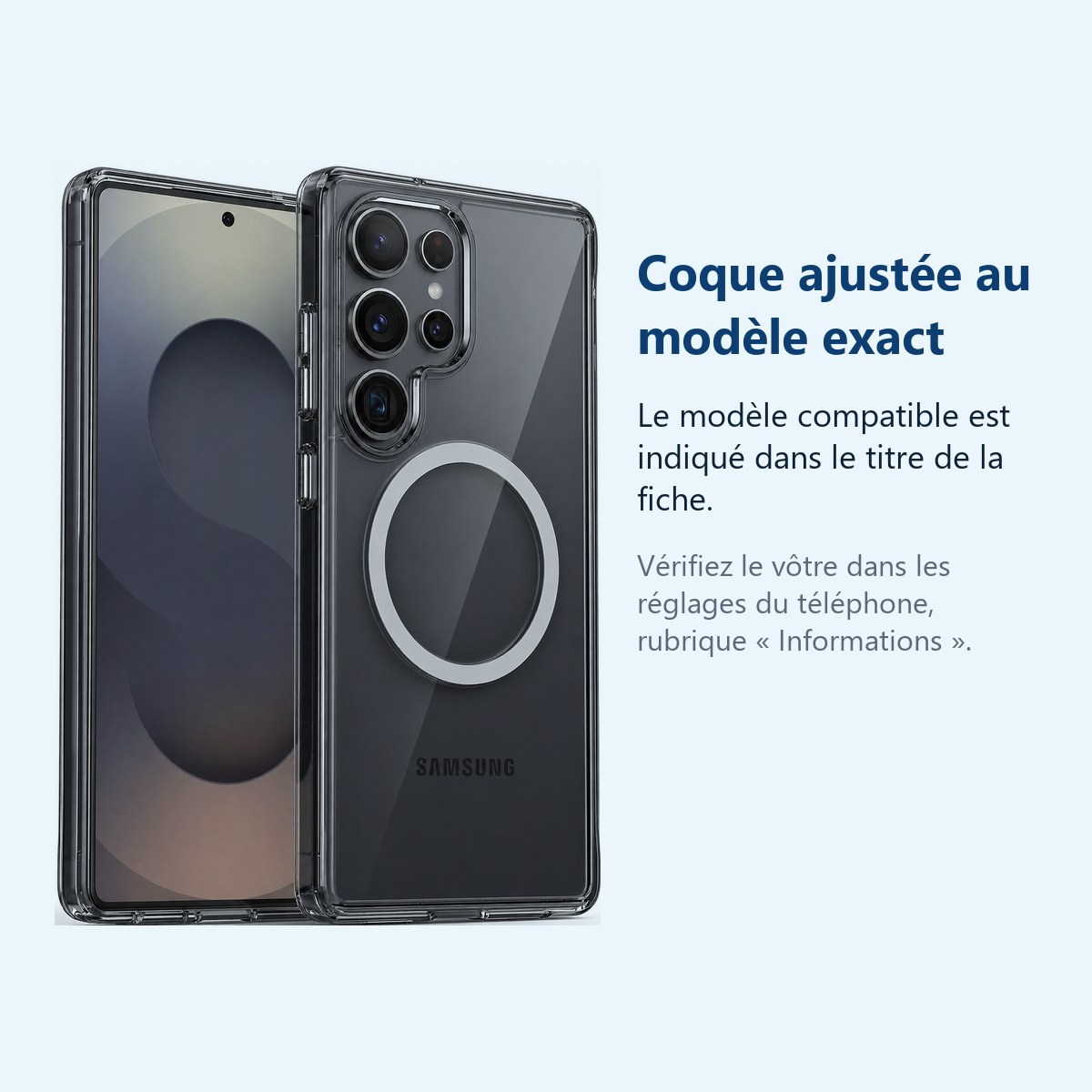 Accessoire ajusté au modèle exact – Coque de Protection Transparente Compatible Magsafe Pour Samsung S25 Ultra