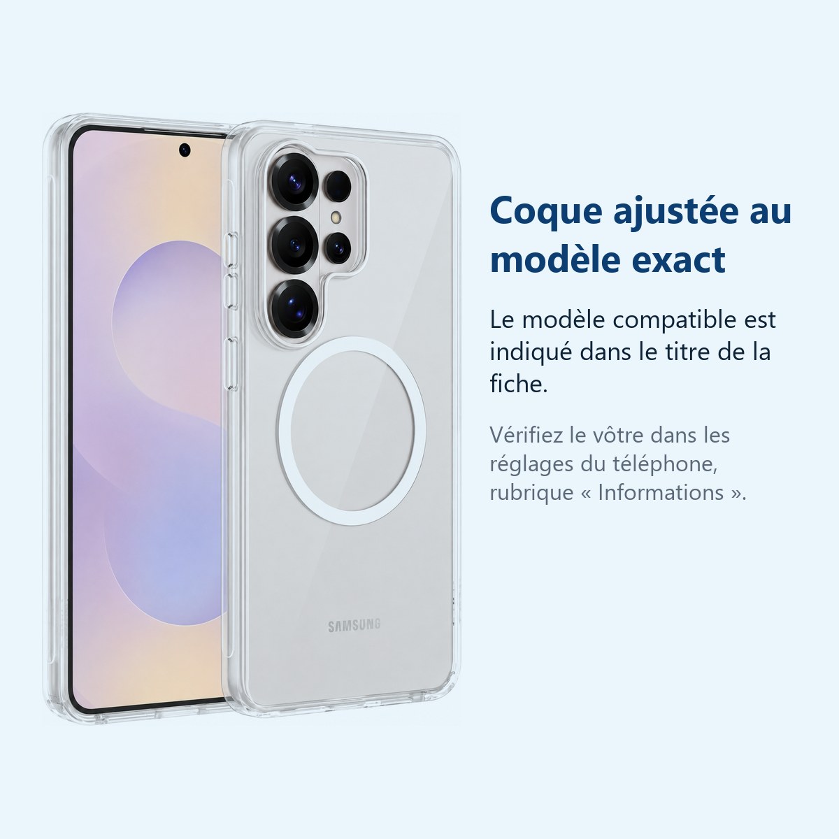 Accessoire ajusté au modèle exact – Coque de Protection Transparente Compatible Magsafe Pour Samsung S26 Ultra